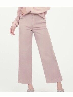 Spanx Wide Leg High Rise Cropped Dusty Pink Pants Size Large